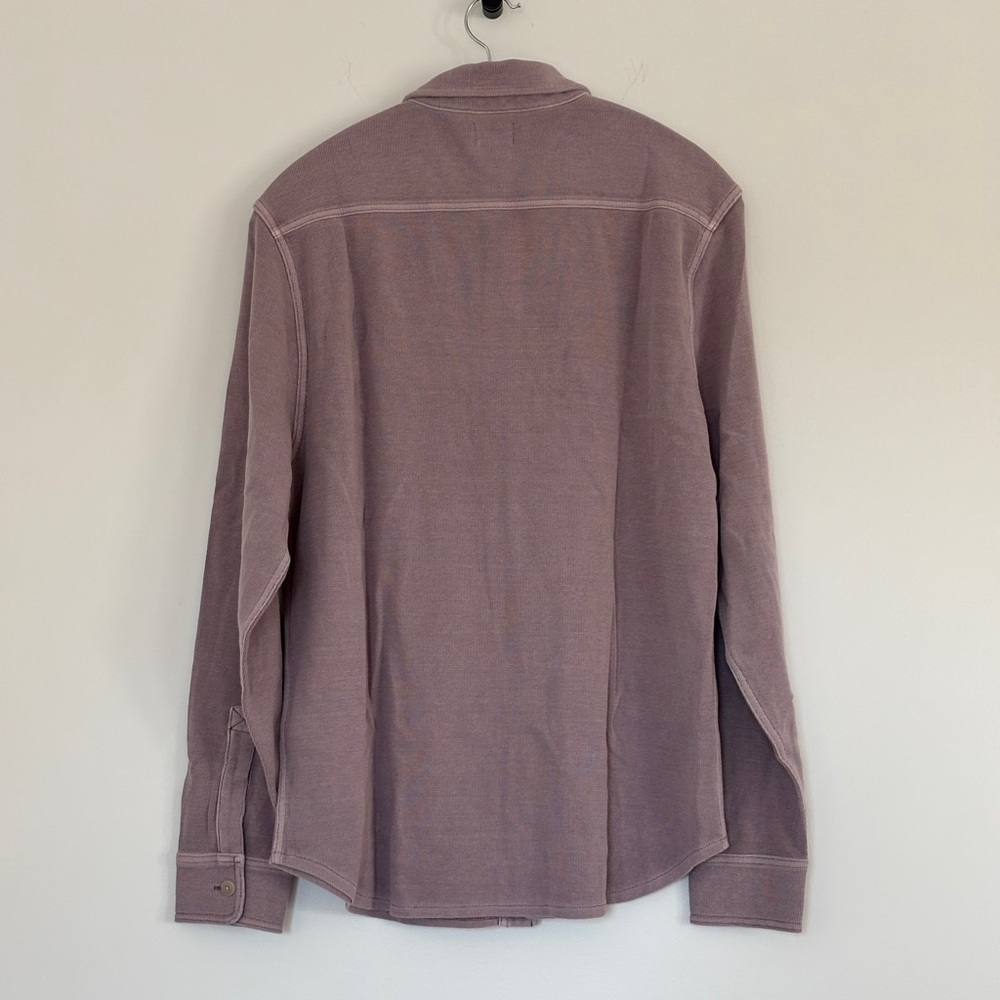NWT Mens J Crew Purple Cotton waffle button up shirt shacket size medium flawed - Picture 6 of 11